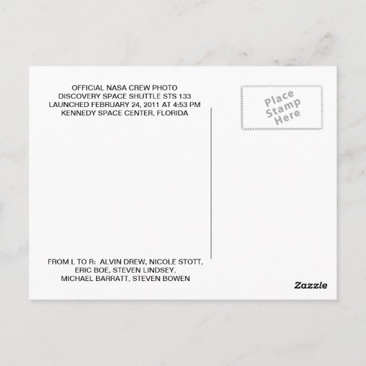 DISCOVERY STS 133 BEMANNING BRIEFKAART (Achterkant)
