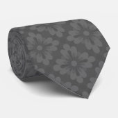 Discreet abstract grijs bloemenpatroon stropdas (Opgerold)