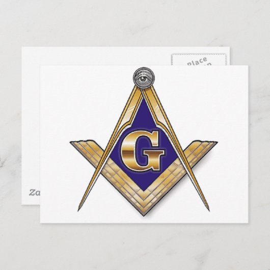 Discreet blauw vierkant & kompassen briefkaart (Voorkant / Achterkant)