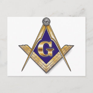 Discreet blauw vierkant & kompassen briefkaart