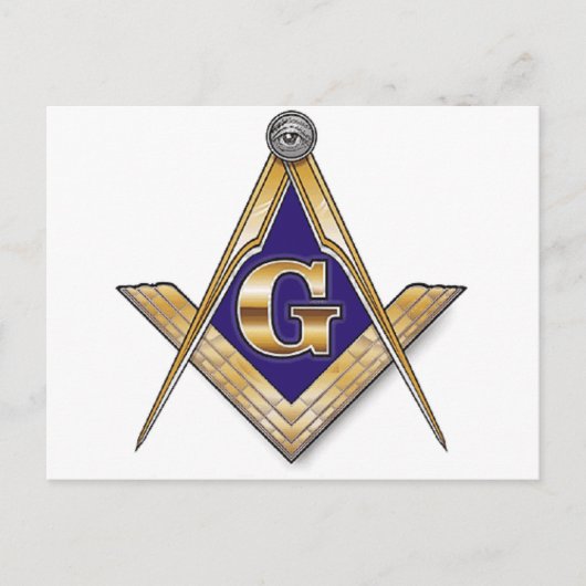 Discreet blauw vierkant & kompassen briefkaart (Voorkant)