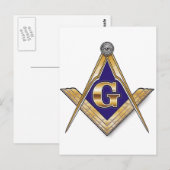 Discreet blauw vierkant & kompassen briefkaart (Voorkant / Achterkant)