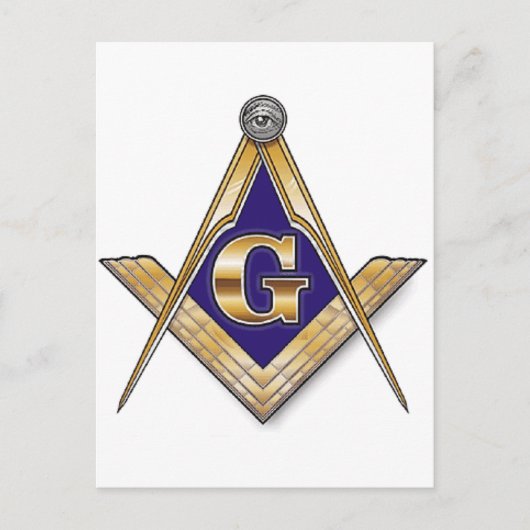 Discreet blauw vierkant & kompassen briefkaart (Voorkant)