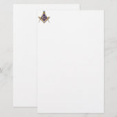 Discreet blauw vierkant & kompassen briefpapier (Voorkant / Achterkant)