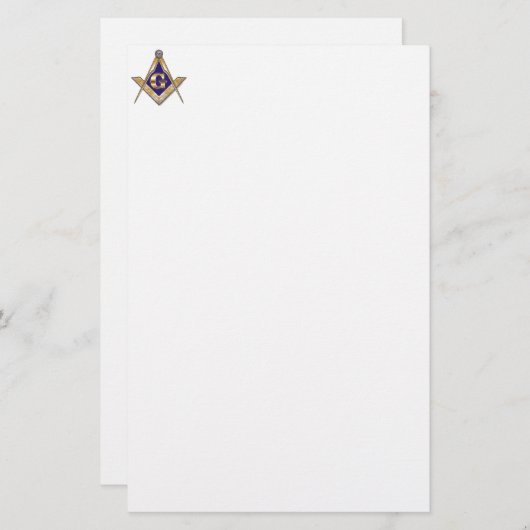 Discreet blauw vierkant & kompassen briefpapier (Voorkant / Achterkant)