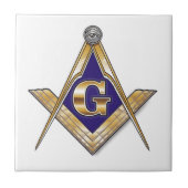 Discreet blauw vierkant & kompassen tegeltje (Voorkant)