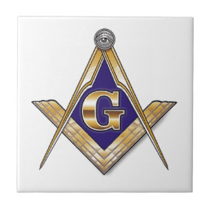 Discreet blauw vierkant & kompassen tegeltje