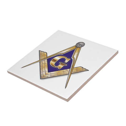 Discreet blauw vierkant & kompassen tegeltje (Zijkant)