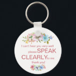 Discreet doof, moeilijk te horen florale hibiscus sleutelhanger<br><div class="desc">Wil je mensen bewust maken dat je het niet duidelijk kunt horen? Deze "hardhorend" toetsenbord met een regenboog van hibiscus bloemen is elegant,  maar geeft nog steeds de boodschap van uw gehoorstoornis. Een groot cadeau of vulmiddel voor een dove vrouw of meisje.</div>