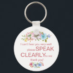 Discreet doof, moeilijk te horen florale hibiscus sleutelhanger<br><div class="desc">Wil je mensen bewust maken dat je het niet duidelijk kunt horen? Deze "hardhorend" toetsenbord met een regenboog van hibiscus bloemen is elegant,  maar geeft nog steeds de boodschap van uw gehoorstoornis. Een groot cadeau of vulmiddel voor een dove vrouw of meisje.</div>