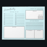 Discreet White Stippen Blue Daily Organizer Notitieblok<br><div class="desc">Notitieblok in het blauw met een onopvallende stip,  met een lijstje,  ruimte om notities te maken,  afspraken,  je dagelijkse stemming en oefening,  je maaltijden en de inname van water. Voeg ook jouw naam toe!</div>