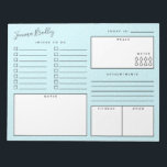 Discreet White Stippen Blue Daily Organizer Notitieblok<br><div class="desc">Notitieblok in het blauw met een onopvallende stip,  met een lijstje,  ruimte om notities te maken,  afspraken,  je dagelijkse stemming en oefening,  je maaltijden en de inname van water. Voeg ook jouw naam toe!</div>