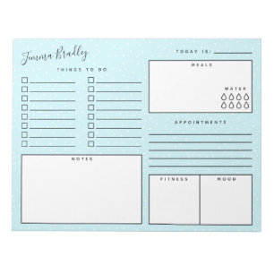 Discreet White Stippen Blue Daily Organizer Notitieblok