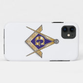 Discrete Blauwe Vierkant & Kompassen Case-Mate iPhone Case (Achterkant (horizontaal))