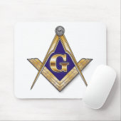 Discrete Blauwe Vierkant & Kompassen Muismat (Met muis)