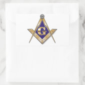 Discrete Blauwe Vierkant & Kompassen Rechthoekige Sticker (Tas)