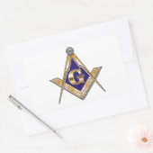 Discrete Blauwe Vierkant & Kompassen Rechthoekige Sticker (Envelop)