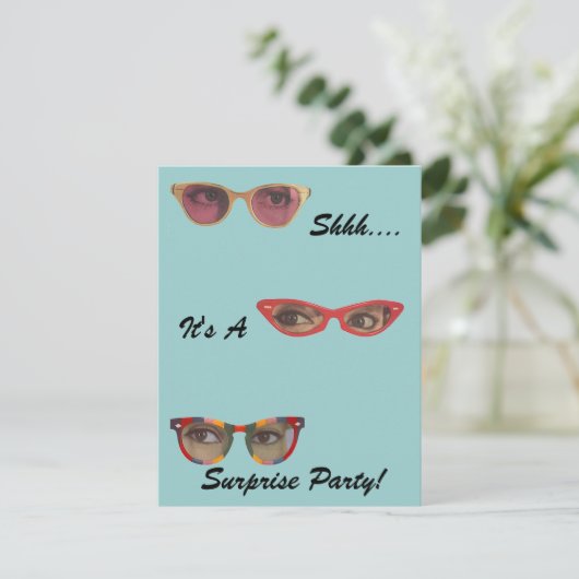 Discrete details Retro party verrassende uitnodigi Kaart (Staand voorkant)