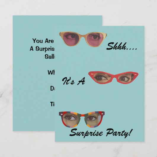 Discrete details Retro party verrassende uitnodigi Kaart (Voorkant / Achterkant)