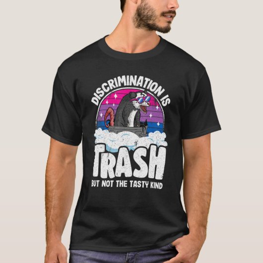 Discriminatie is vuilnis opossum bisexual Pride Bi T-shirt (Voorkant)