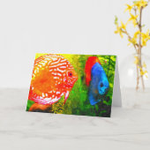 Discus aquarium vis alle gelegenheden wenskaart kaart (Gele Bloem)