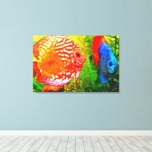 Discus aquarium vis canvas print (Insitu (Houten vloer))