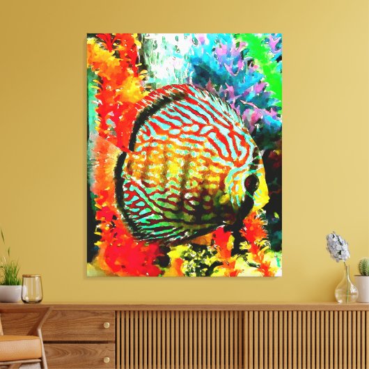 Discus aquarium vis canvas print (Insitu (Woonkamer))