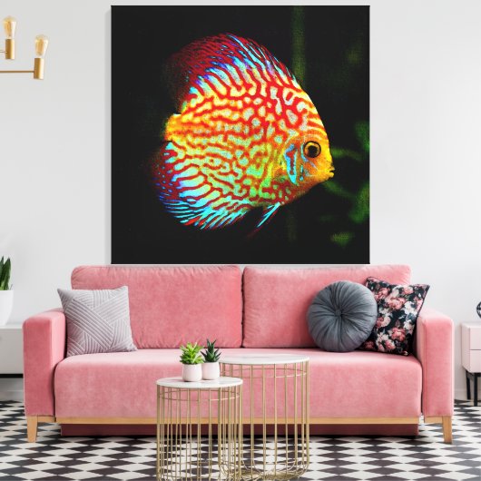 Discus aquarium vis canvas print (Insitu (Woonkamer))