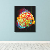 Discus aquarium vis canvas print (Insitu (Houten vloer))