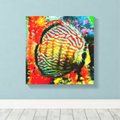 Discus aquarium vis canvas print (Insitu (Houten vloer))