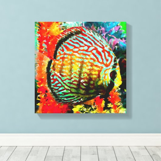 Discus aquarium vis canvas print (Insitu (Houten vloer))