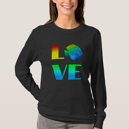 Discus Fish Rainbow Love Exotic Aquarium Fish T-shirt (Voorkant)