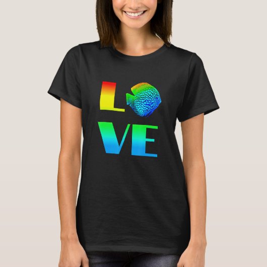 Discus Fish Rainbow Love Exotic Aquarium Fish T-shirt (Voorkant)