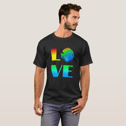 Discus Fish Rainbow Love Exotic Aquarium Fish T-shirt (Voorkant volledig)
