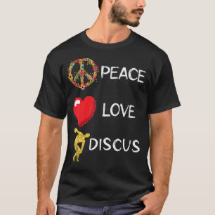 Discus Gooi Liefde Vrede Discus Hart Harmonie Spor T-shirt