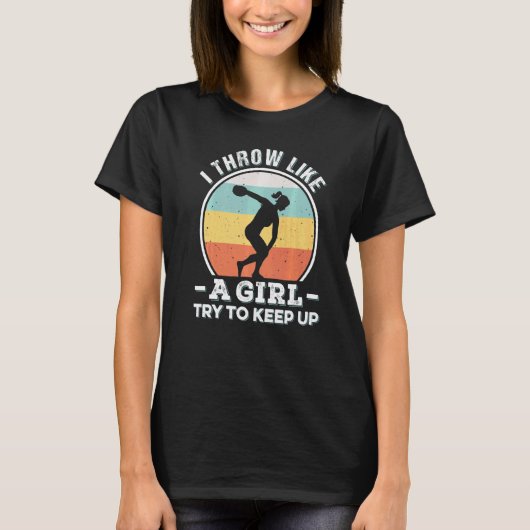 Discus Gooi Veldbaan Vrouwen Atleet Discus Th T-shirt (Voorkant)