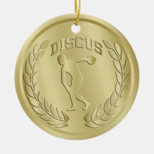 Discus Thrower Gold Toned Medal Ornament