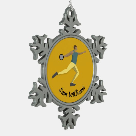 Discus Throwing Tin Sneeuwvlok Ornament (Links)