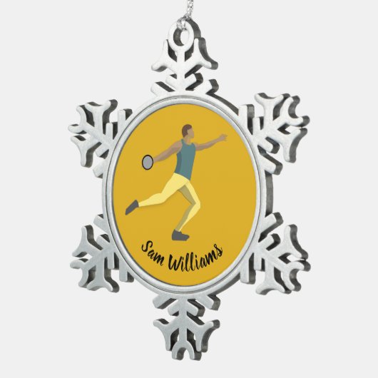 Discus Throwing Tin Sneeuwvlok Ornament (Rechts)