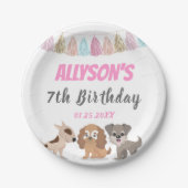 Discussie over kind verjaardagsfeest met puppy car papieren bordje (Voorkant)