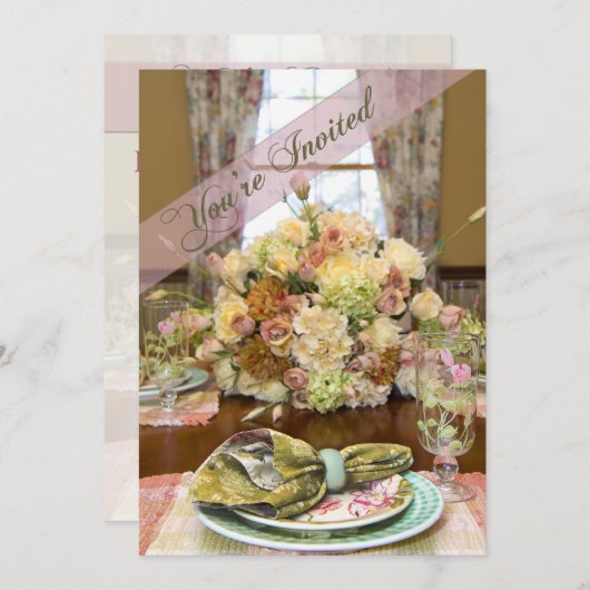 Discussieuitnodiging (Floral Table Setting) Kaart (Voorkant / Achterkant)