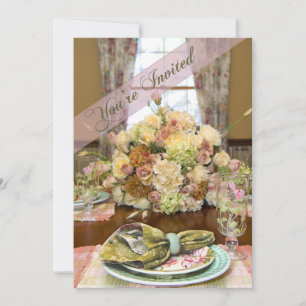 Discussieuitnodiging (Floral Table Setting) Kaart