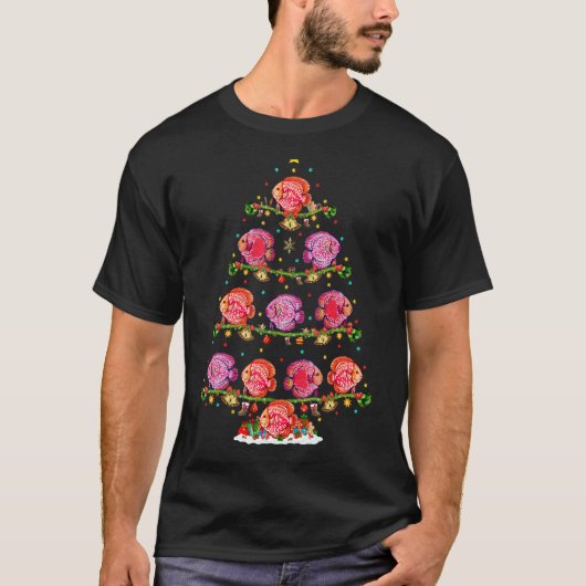 Discusvis Lichtjes Kerstman Discus Kerstboom T-shirt (Voorkant)