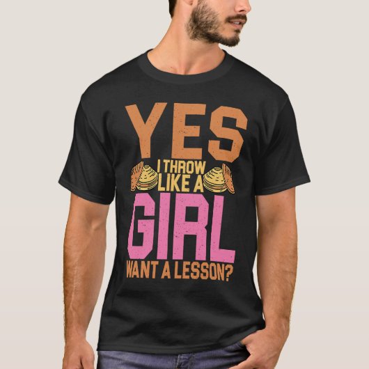 Discuswerper Ja ik gooi als een meisje Discuswerpe T-shirt (Voorkant)