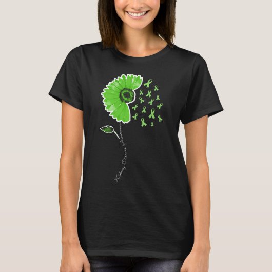 Disease Warrior Groen Lint Zonnebloem Schattige T-shirt (Voorkant)