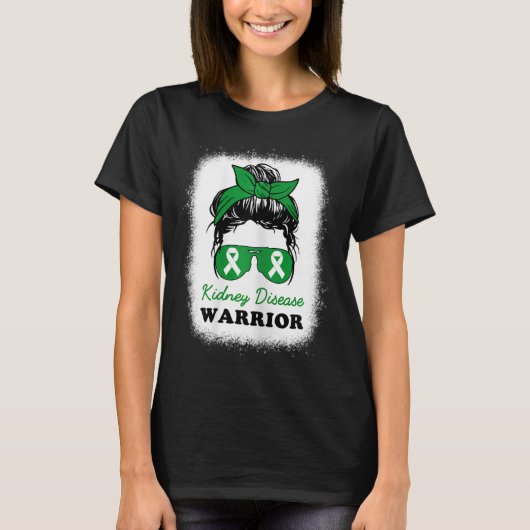 Disease Warrior Nierziekte Awareness Messy Bun T-shirt (Voorkant)