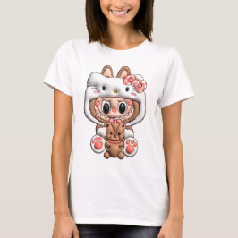 Diseño 3D Labubu con Hello Kitty T-shirt