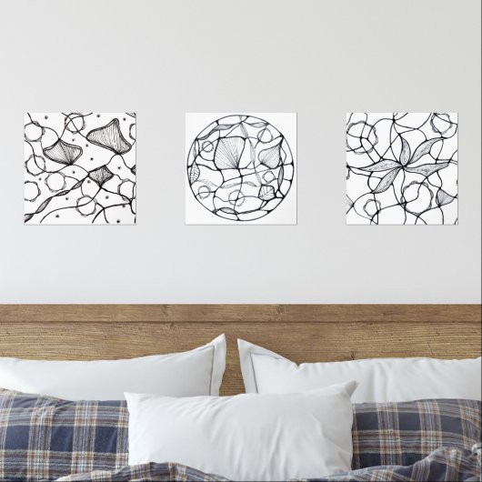 Diseño abstracto hecho a mano flores muurkunst sets (Slaapkamer)