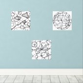 Diseño abstracto hecho a mano flores muurkunst sets (Houten vloer)