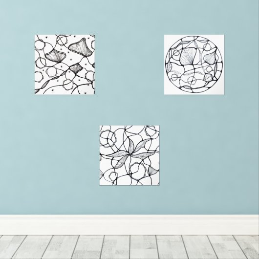 Diseño abstracto hecho a mano flores muurkunst sets (Houten vloer)